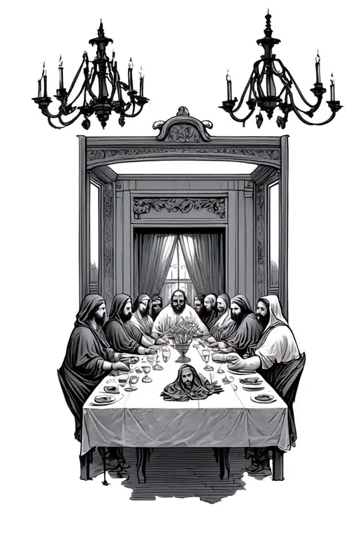 last supper table tattoo design idea