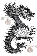 vietnamese dragon with lotus flower tattoo design idea