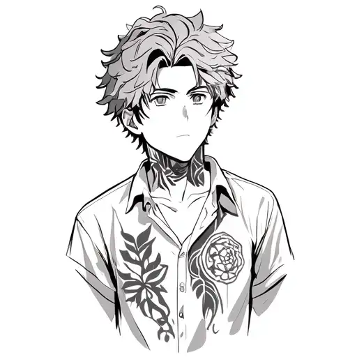 a young man with curly hair tattoo design idea