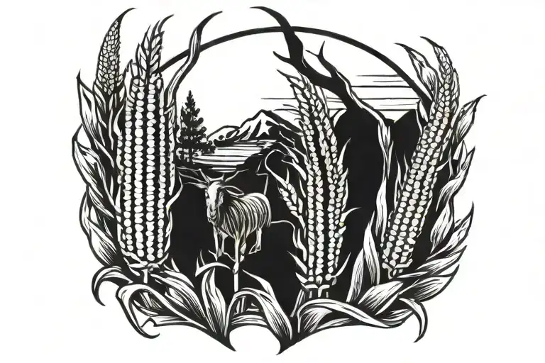 Busch light mountains corn stalks farmer tattoo design idea