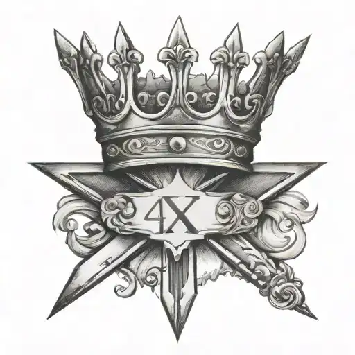 Roman numeral 4 with crown on it tattoo design idea