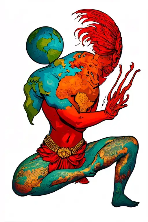 atlas holding world tattoo design idea