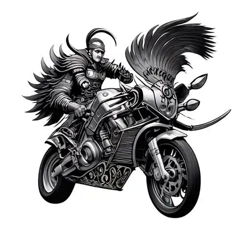 Japanese Samuria With Bavarian Motors Works tattoo design idea