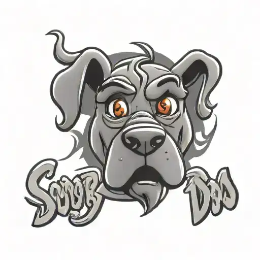 scooby doo tag with letters JD instead of scoobydoo tattoo design idea