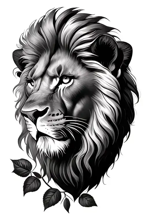 lions and roses tattoo design idea