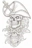 creepy pirate skeleton tattoo design idea