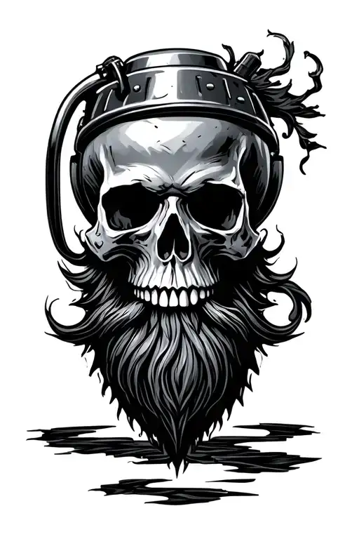 a bearded skull made from a grenade tattoo design idea