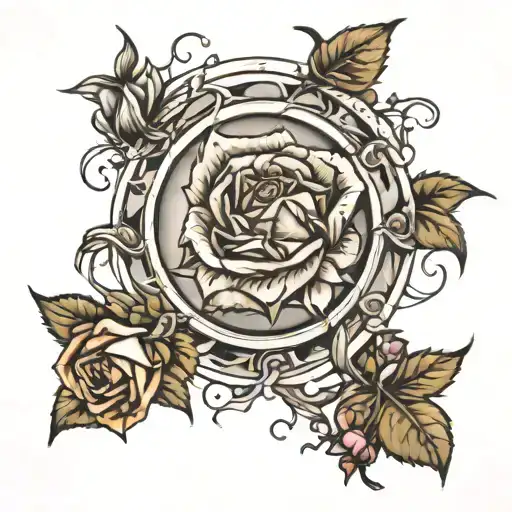 broken halo with rose and thorns  tattoo design idea