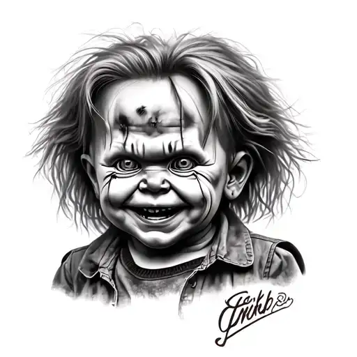 Chucky smiling tattoo design idea
