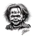 Chucky smiling tattoo design idea