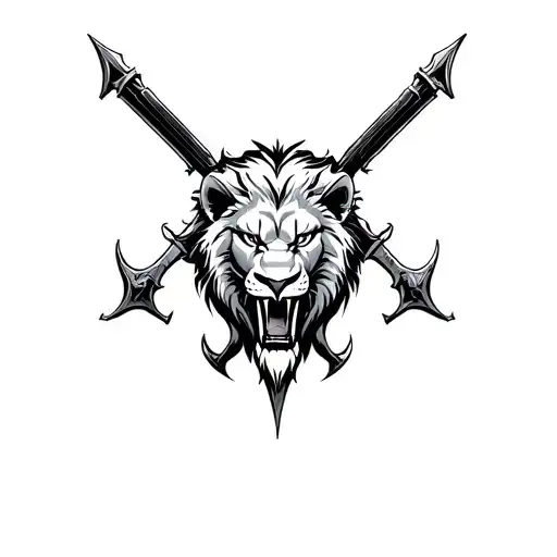 evil, scary, lions, weapons!  tattoo design idea