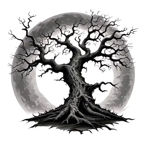 Haunted Tree tattoo design idea