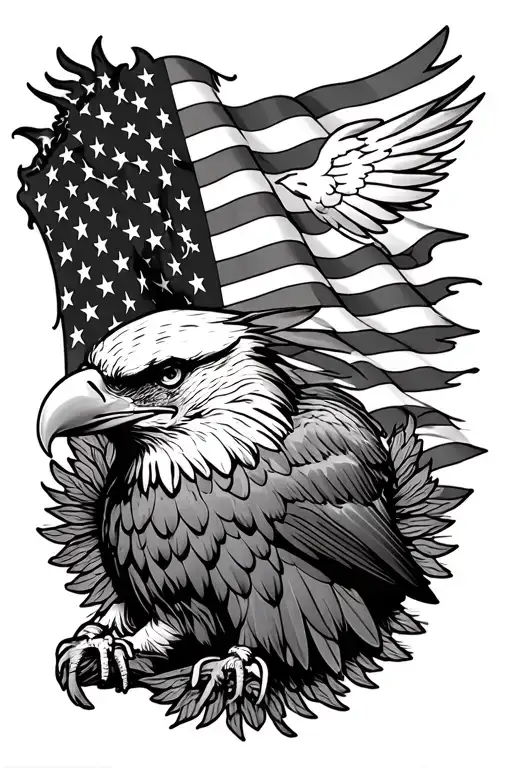American flag, eagle, family, fire department tattoo design idea