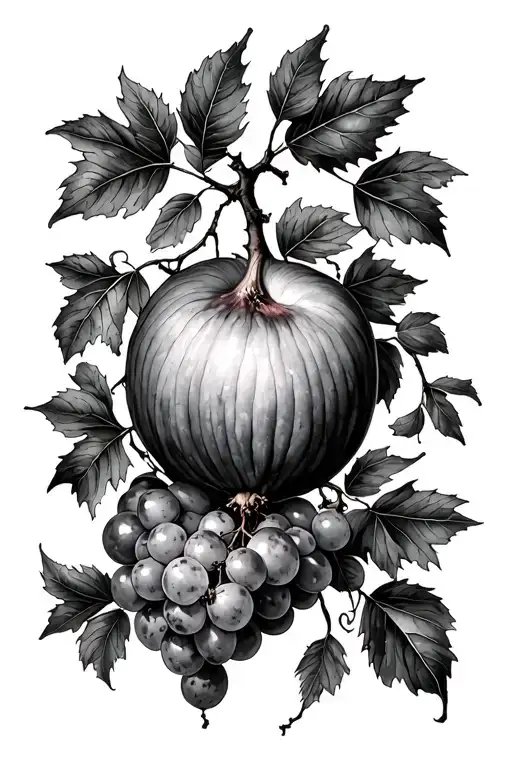 sacred fig and grape vine tattoo design idea