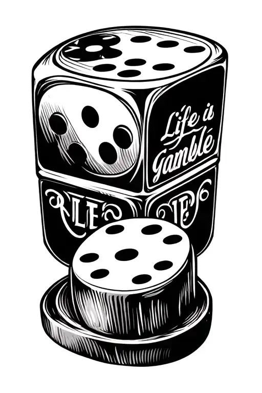 roll the dice symbolizing life is a gamble roulette tattoo design idea