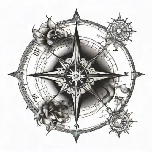 create a compass which shows emotions like Hate, anger, frustration, love, peace and harmony instead of directions tattoo design idea