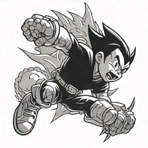 astroboy fighting demons tattoo design idea