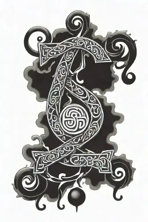 sigma male symbol, and cancer sign intertwined tattoo design idea