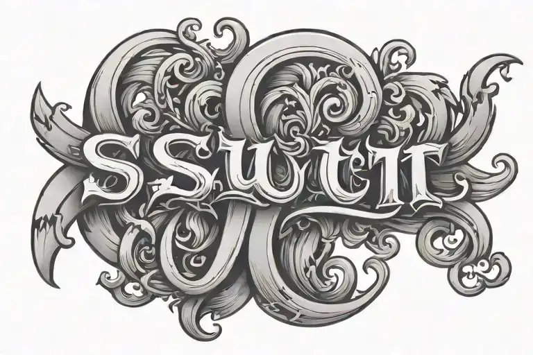 SLUT written in capital letters tattoo design idea
