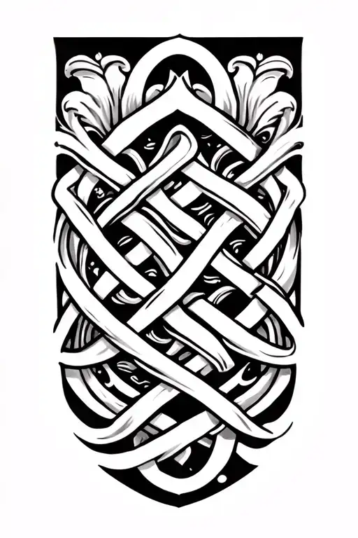 “Design a full forearm sleeve made of small, meaningful symbols. Include: Celtic knot for Irish heritage; river waves or tattoo design idea