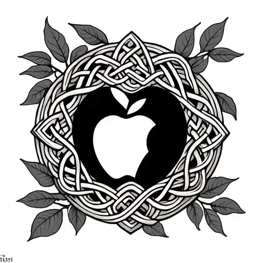 celtic knot motherhood combined with apple tree tattoo design idea