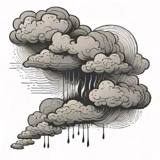 clouds and rain falling tattoo design idea