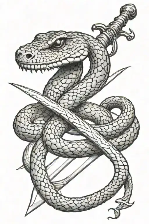 Snake wrapped around sword tattoo design idea