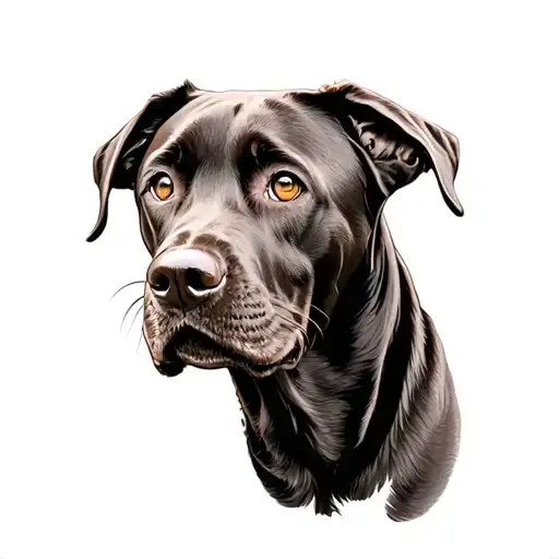 chocolate lab dog portrait tattoo design idea