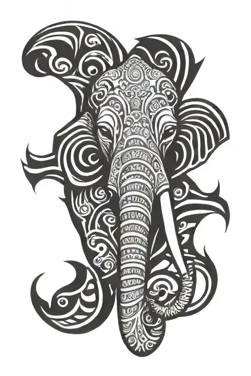 Heavenly Elephant head tattoo design idea