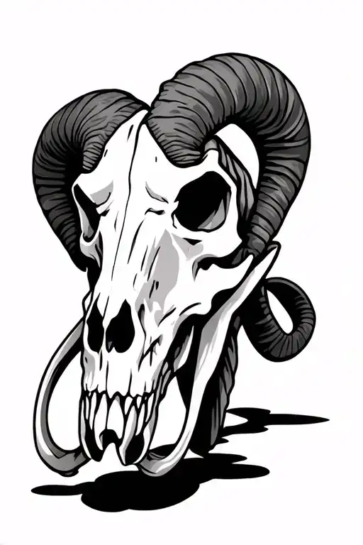 ram skull tattoo design idea