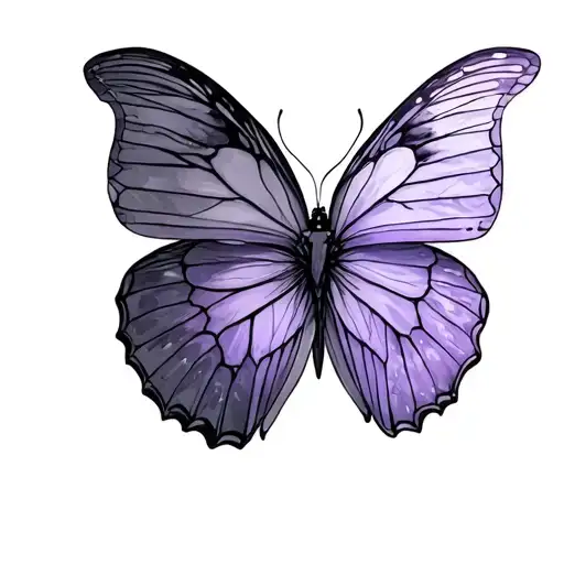 African violet and butterfly tattoo design idea