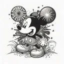 Mickey mouse fireworks exploding tattoo design idea