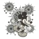 Mickey mouse fireworks exploding tattoo design idea