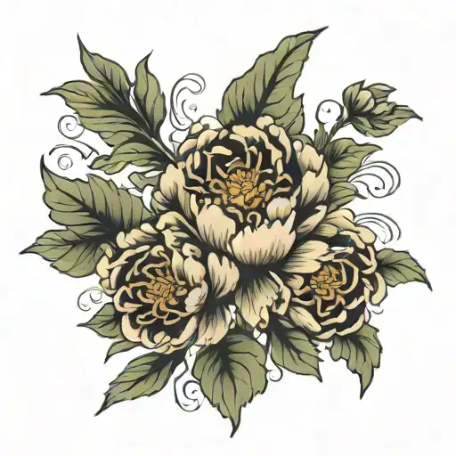 peony flower tattoo design idea