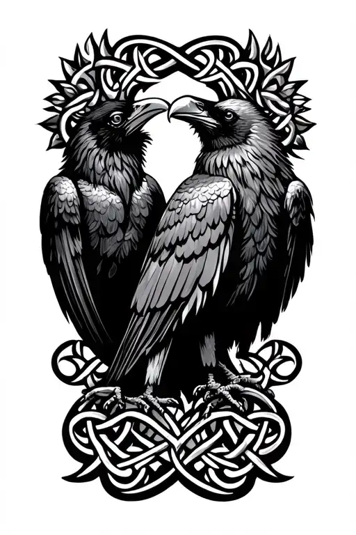 Celtic ravens tattoo design idea