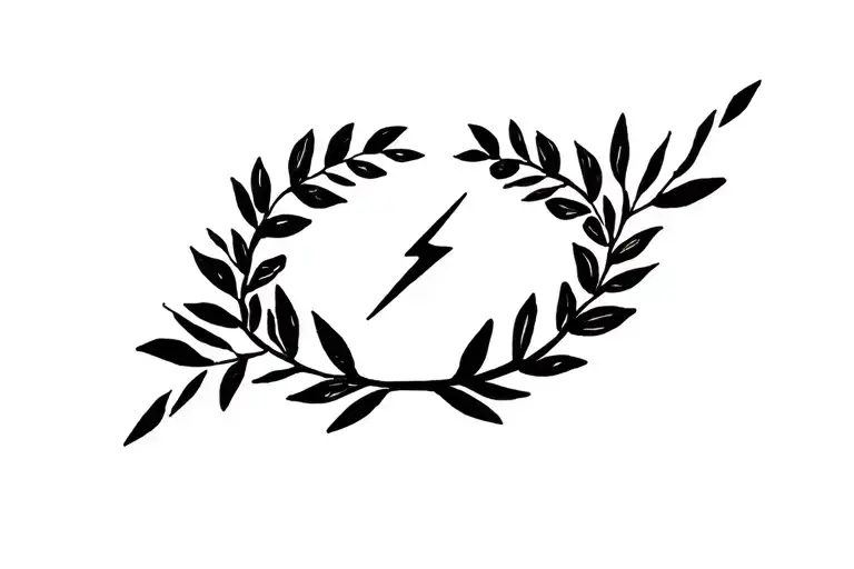 laurel leaf wreath and lightning bolt tattoo design idea