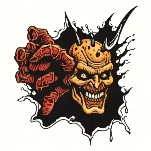 Freddy Kruger glove ripping through skin tattoo design idea