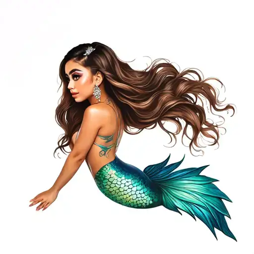 Ariana Grande as a mermaid tail tattoo design idea
