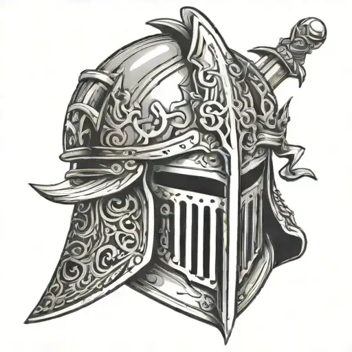 Templar knight helmet tattoo design idea