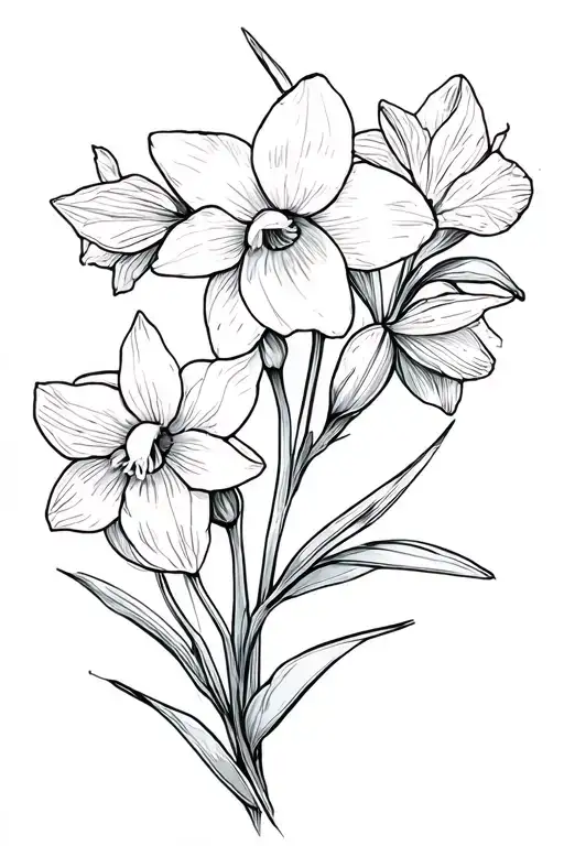 daffodils and cyclamen tattoo design idea
