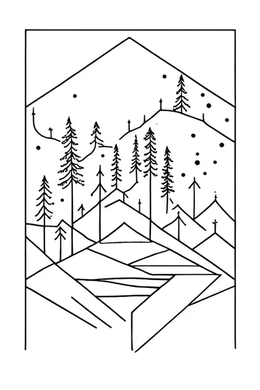 geometric forest  tattoo design idea