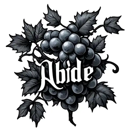 "Abide" grapevine full tattoo design idea