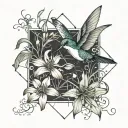 Hummingbird and Spider Lilies tattoo design idea