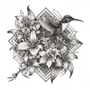 Hummingbird and Spider Lilies tattoo design idea