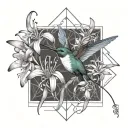 Hummingbird and Spider Lilies tattoo design idea