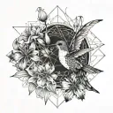 Hummingbird and Spider Lilies tattoo design idea