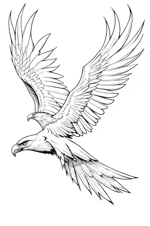 a phoenix eagle flying through consciousness imagination and cosmos  tattoo design idea