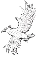 a phoenix eagle flying through consciousness imagination and cosmos  tattoo design idea