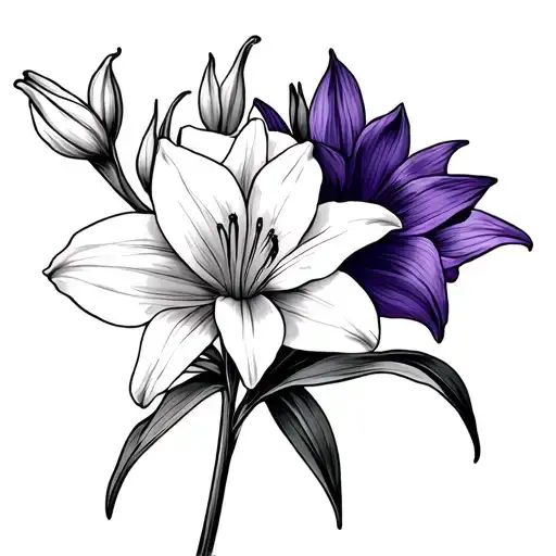 lily violet daffodil bouquet tied tattoo design idea