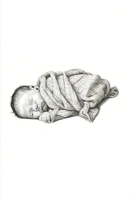 a newborn baby girl wrapped in a blanket tattoo design idea
